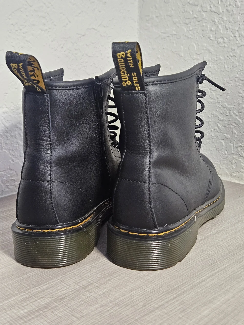 Dr. Martens Black Leather Side Zip Combat Boots Size 4 Youth / 6 Women's Fit